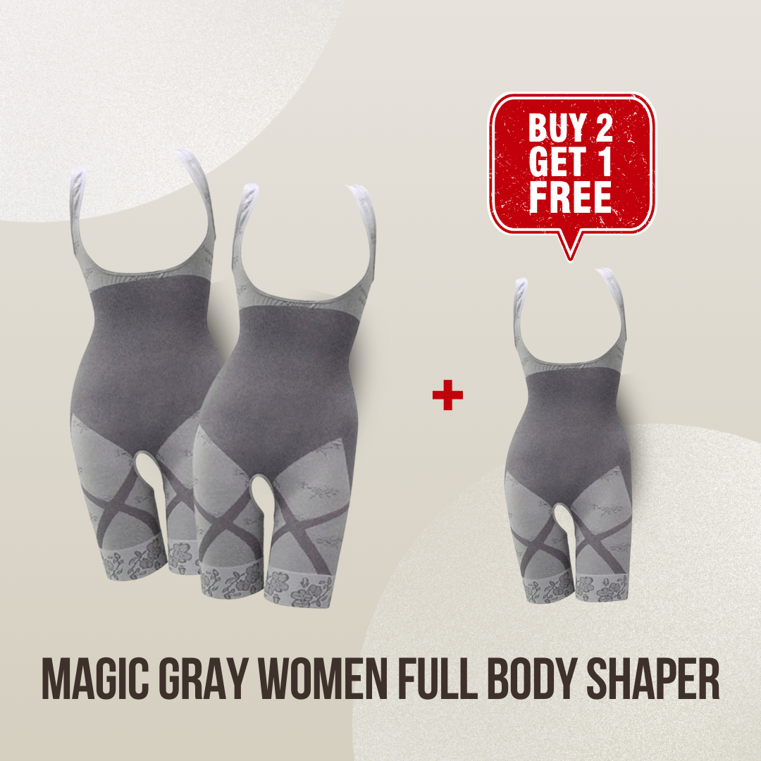 Buy 2 Get 1 Free Women's Gray Full Body Shaper